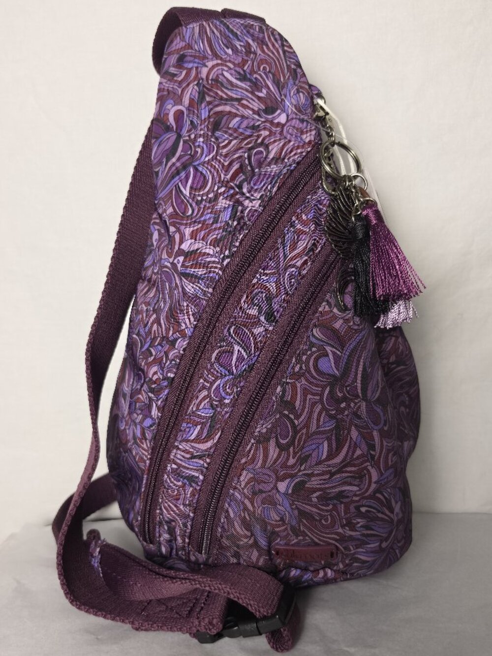 NWT Sakroots On The Go Sling Backpack Purple Bird Print REPREVE